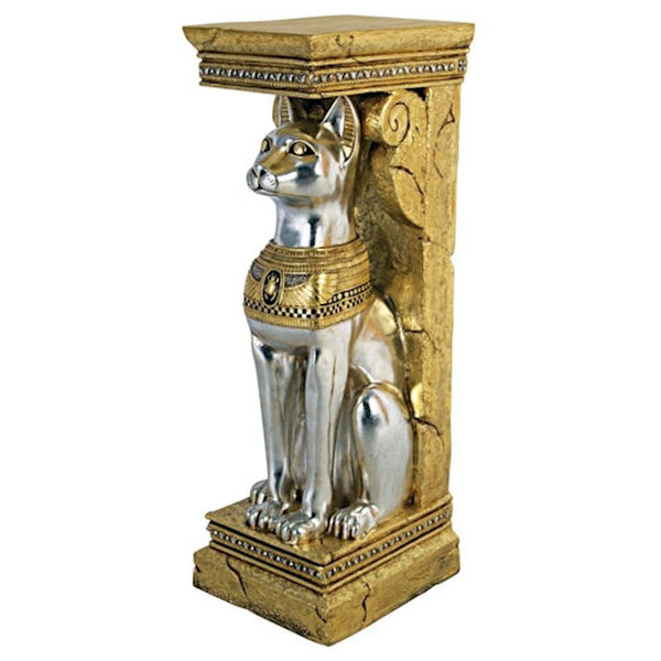 Egyptian Cat Goddess Bastet Pedestal Decorative Table Bases Statues